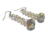 Champagne Crystal  Sterling Silver Earrings, Bridal Wedding Jewelry