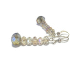 Champagne Crystal  Sterling Silver Earrings, Bridal Wedding Jewelry
