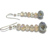 Champagne Crystal  Sterling Silver Earrings, Bridal Wedding Jewelry