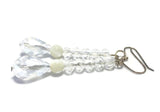 Long Clear Crystal Pearl Sterling Silver Earrings, Bridal Wedding Jewelry