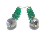 Green Gray Crystal Sterling Silver Earrings, Bridal Wedding Jewelry