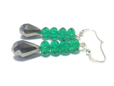 Green Gray Crystal Sterling Silver Earrings, Bridal Wedding Jewelry