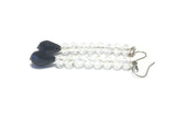 Long Clear Crystal Black Sterling Silver Earrings, Bridal Wedding