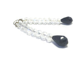 Long Clear Crystal Black Sterling Silver Earrings, Bridal Wedding