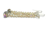 Long Champagne Crystal Sterling Silver Earrings, Bridal Wedding Jewelry