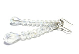 Long Clear Crystal Sterling Silver Earrings, Bridal Wedding Jewelry