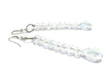 Long Clear Crystal Sterling Silver Earrings, Bridal Wedding Jewelry