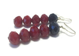Burgundy Wine Black Crystal Sterling Silver Earrings, Bridal Wedding Jewelry by BJBJDesigns
