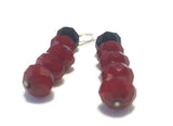 Burgundy Wine Black Crystal Sterling Silver Earrings, Bridal Wedding Jewelry by BJBJDesigns