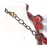 Clustered Red Jasper Necklace with Brass Chain