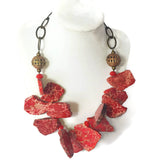 Clustered Red Jasper Necklace with Brass Chain