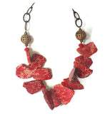 Clustered Red Jasper Necklace with Brass Chain