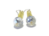 Yellow Crystal Sterling Silver Earrings, Bridal Wedding Jewelry