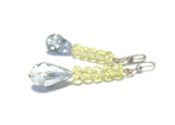 Yellow Crystal Sterling Silver Earrings, Bridal Wedding Jewelry