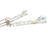 Long Clear Crystal Pearl Sterling Silver Earrings, Bridal Wedding Jewelry