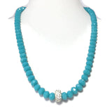 Handmade Blue Crystal Necklace for Women with Shiny Rhinestone Accent