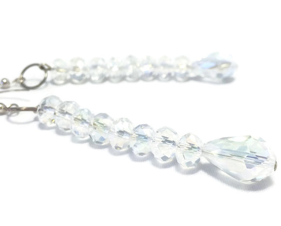 Long Clear Crystal Sterling Silver Earrings, Bridal Wedding Jewelry