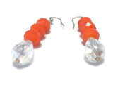 Orange Crystal Sterling Silver Earrings, Bridal Wedding Jewelry