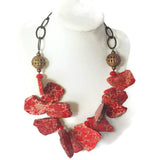 Clustered Red Jasper Necklace with Brass Chain