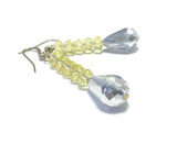 Yellow Crystal Sterling Silver Earrings, Bridal Wedding Jewelry